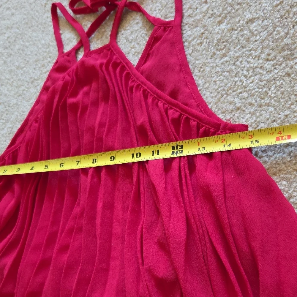 PETAL & PUP Red Gia Pleated Halterneck Maxi Dress Gown Sz S Evening Wedding - Picture 7 of 15